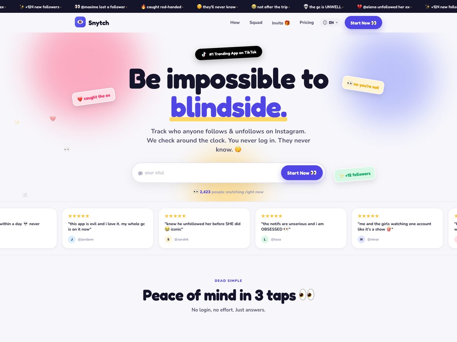 Snytch — Consumer App · Social Analytics